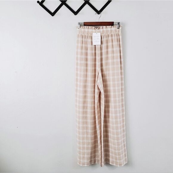Show Me Your MuMu Roitman Cropped Wide Leg Plaid Pants Size Small NWT - Picture 8 of 9